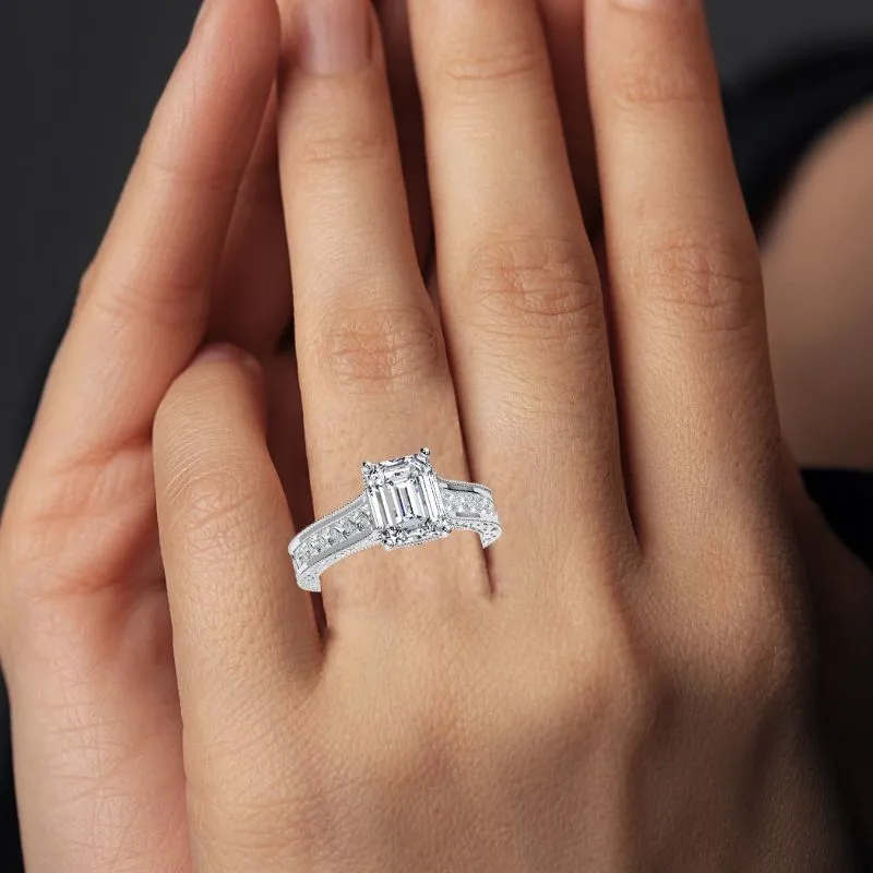 Edelweiss - Emerald Diamond Engagement Ring