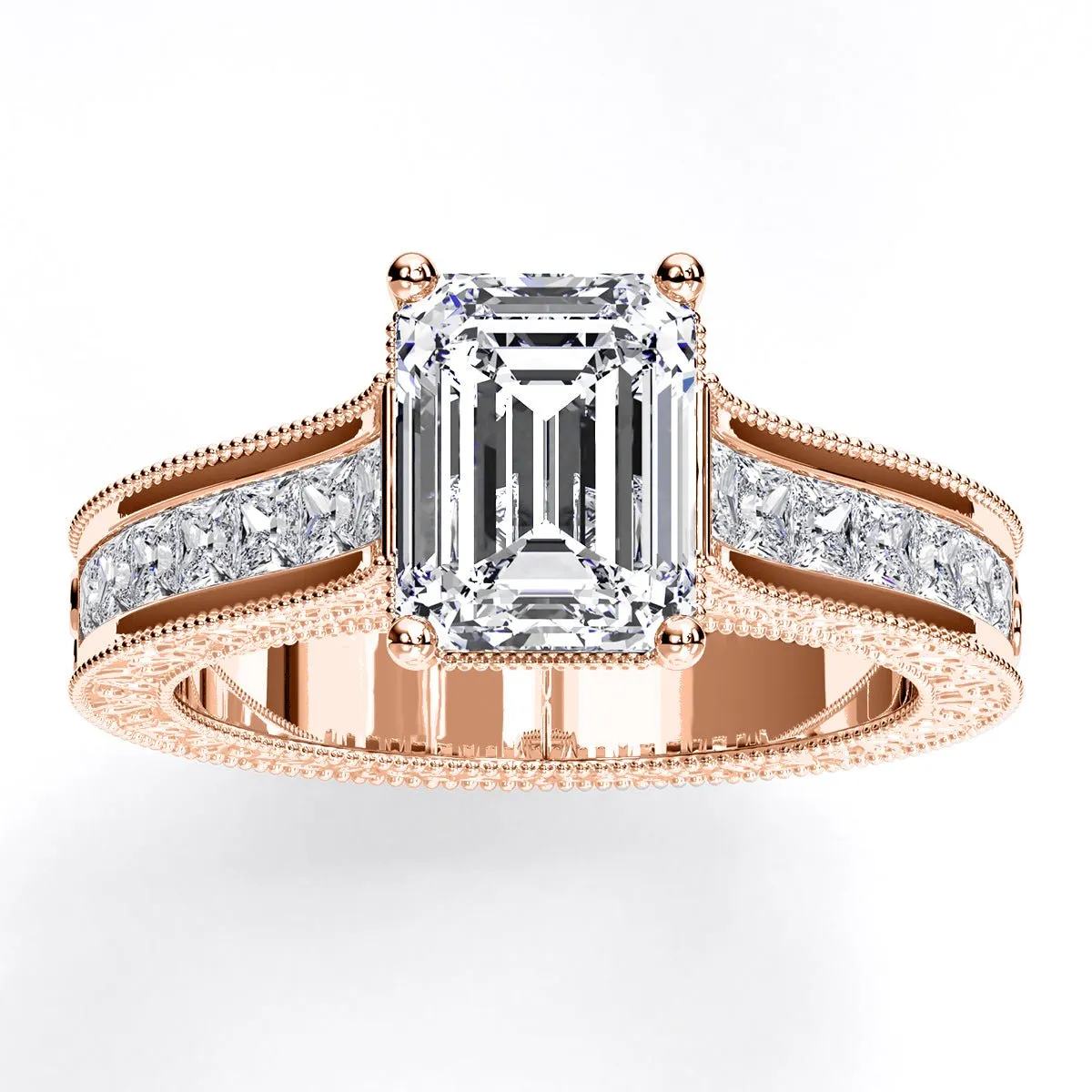 Edelweiss - Emerald Diamond Engagement Ring