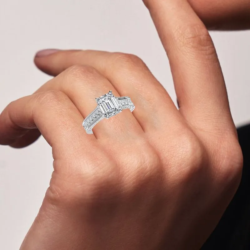 Edelweiss - Emerald Diamond Engagement Ring