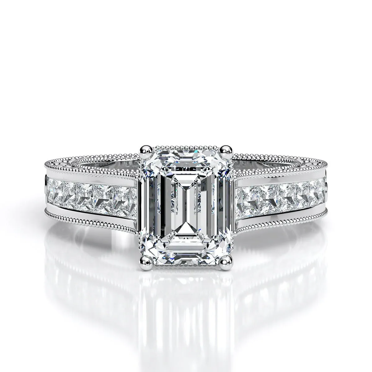 Edelweiss - Emerald Diamond Engagement Ring