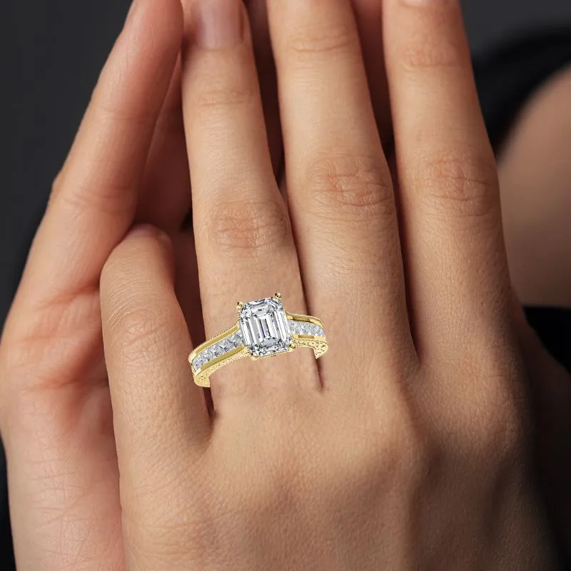Edelweiss - Emerald Diamond Engagement Ring