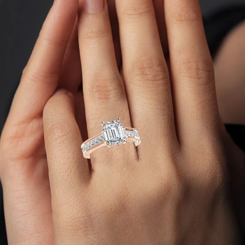 Edelweiss - Emerald Diamond Engagement Ring