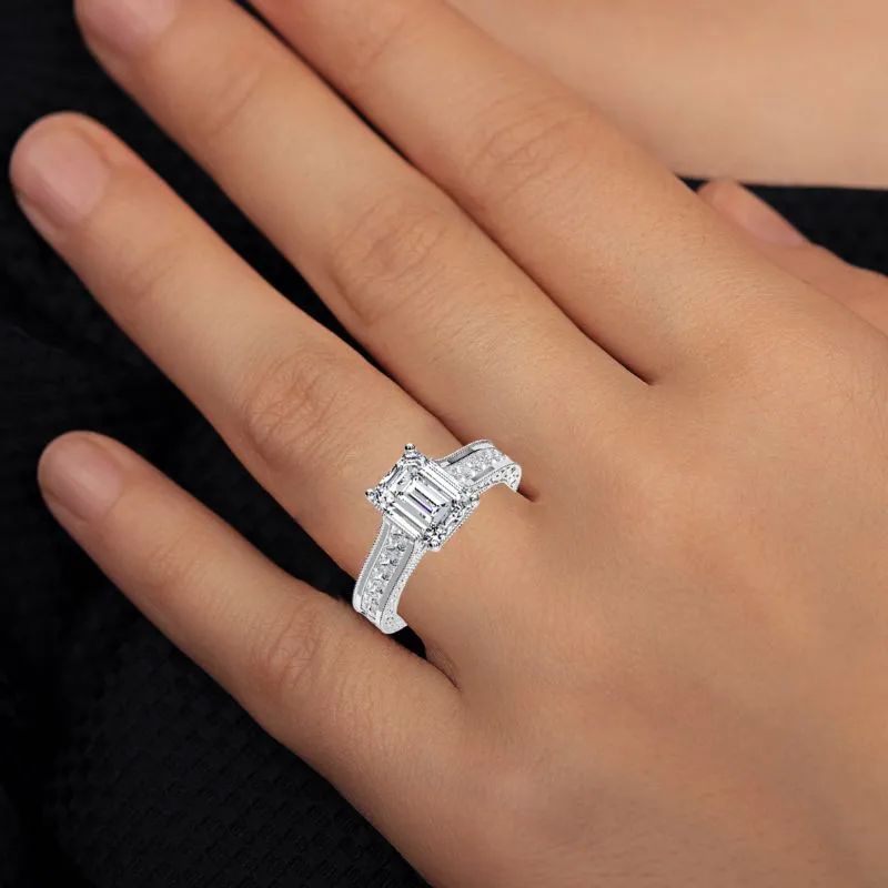 Edelweiss - Emerald Diamond Engagement Ring