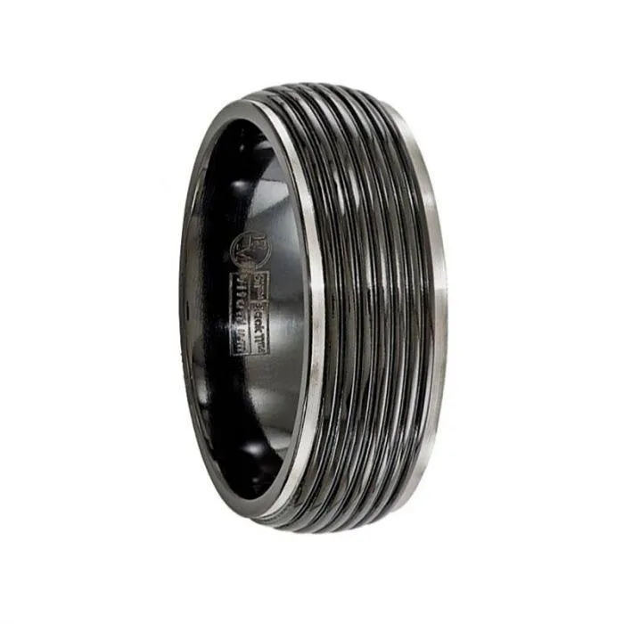 Edward Mirell Titanium Black Ti Grooved Step Edge 8mm Band
