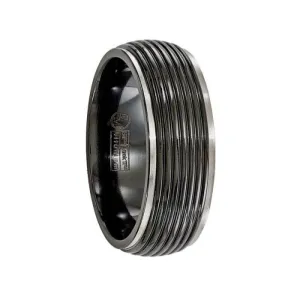 Edward Mirell Titanium Black Ti Grooved Step Edge 8mm Band