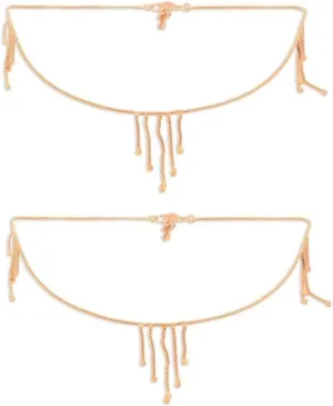 Efulgenz Gold Tone Dainty Ankle Bracelet Pair for Women Indian Anklet Set Payal Boho Beach Barefoot Sandals Feet Statement Jewelry for Women