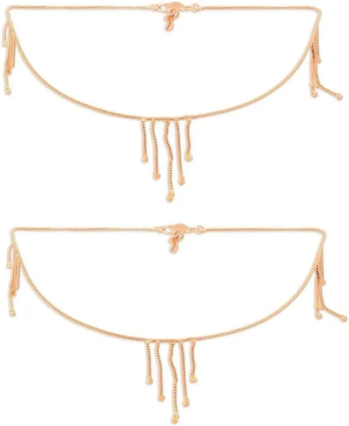 Efulgenz Gold Tone Dainty Ankle Bracelet Pair for Women Indian Anklet Set Payal Boho Beach Barefoot Sandals Feet Statement Jewelry for Women