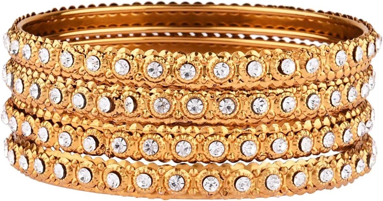 Efulgenz Indian Bangle Rhinestone CZ Crystal Wedding Bridal Bracelet Jewelry for Women