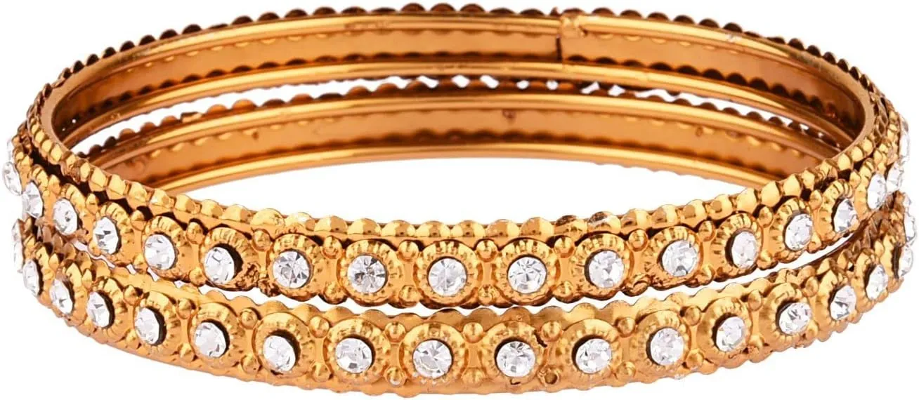 Efulgenz Indian Bangle Rhinestone CZ Crystal Wedding Bridal Bracelet Jewelry for Women
