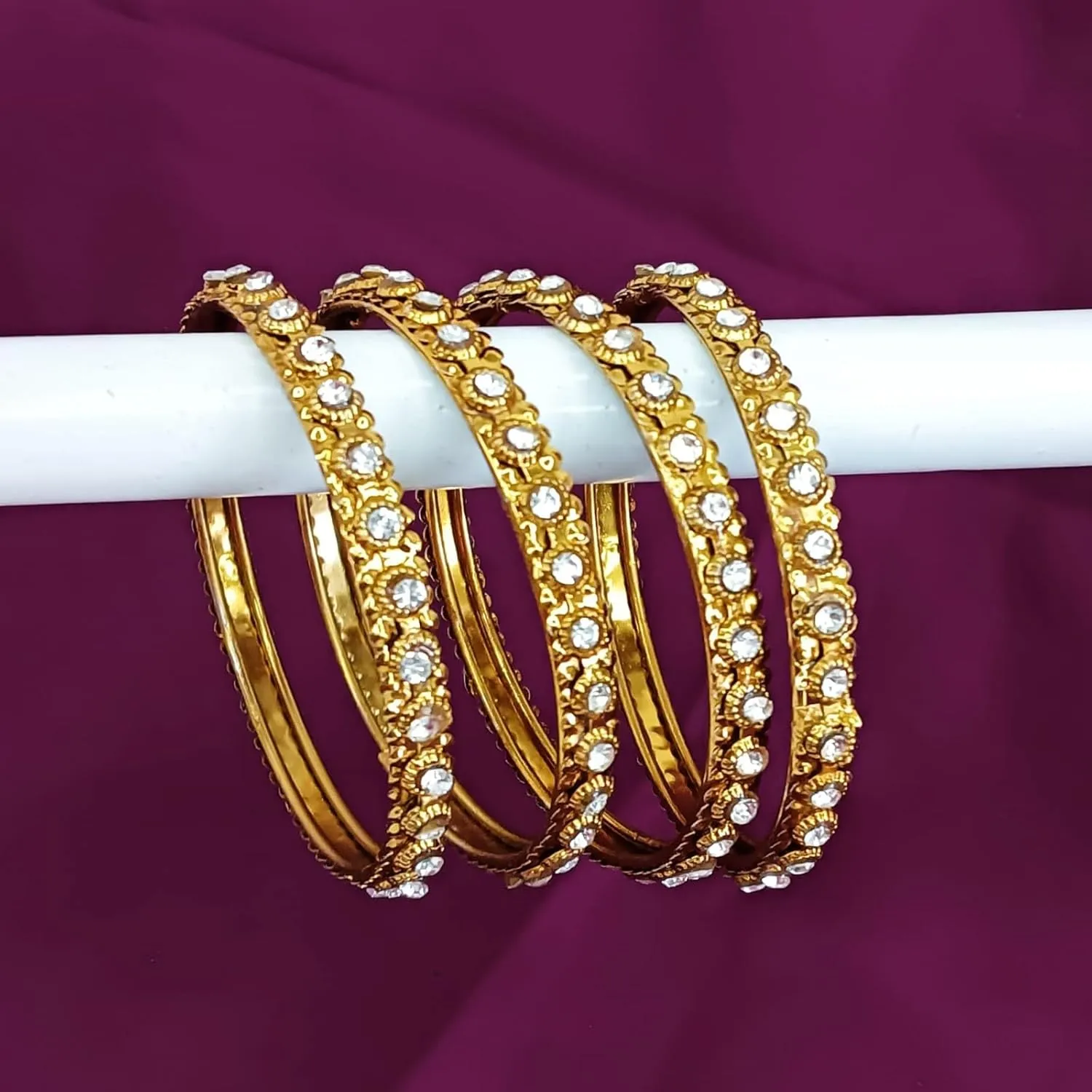 Efulgenz Indian Bangle Rhinestone CZ Crystal Wedding Bridal Bracelet Jewelry for Women