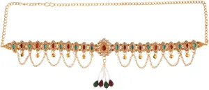 Efulgenz Indian Kamarbandh for Women Bridal Waist Belt Belly Chain Bollywood Multicolor Crystal Faux Kundan Pearl Waist Belt Kamarbandh Dangle Tassel Fashion Body Jewelry