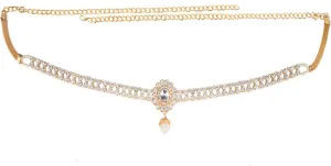 Efulgenz Indian Kamarbandh Indian Waist Belt For Saree Indian Bollywood Vintage Gold Plated Pearl Kundan Rhinestone Crystal Waist Belt Belly Chain Kamar Bandh Bridal Body Jewelry