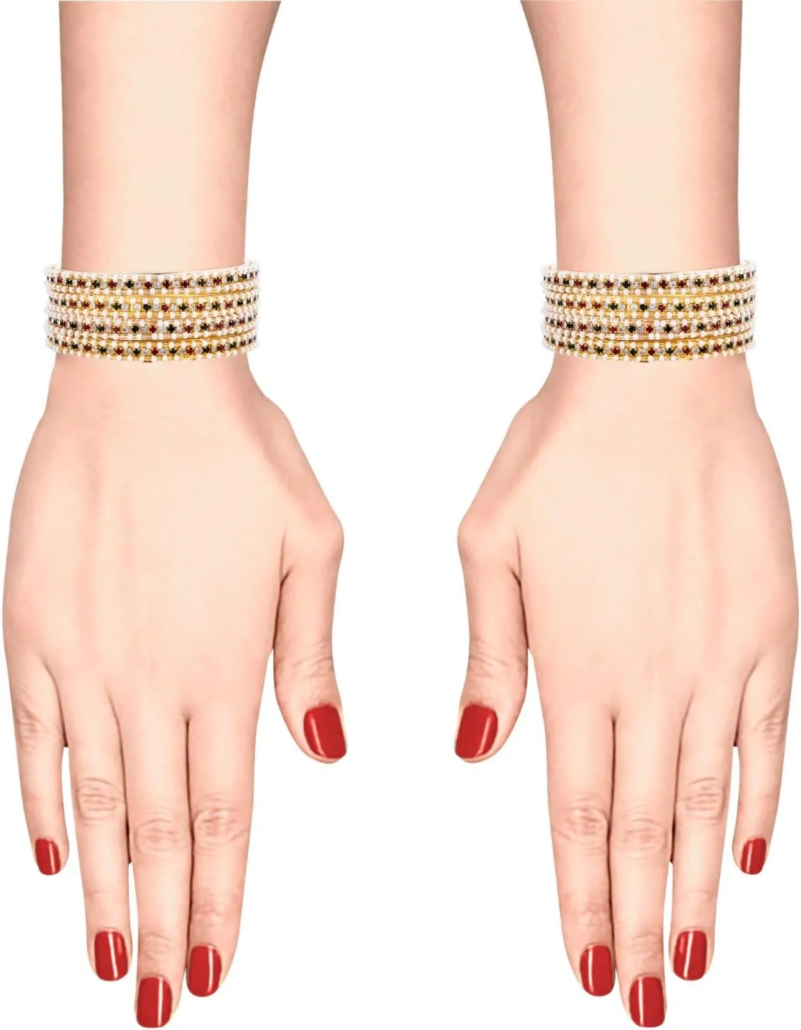 Efulgenz Indian Style Bollywood Traditional Faux Pearl Stone Wedding Bracelet Bangle Set Jewelry