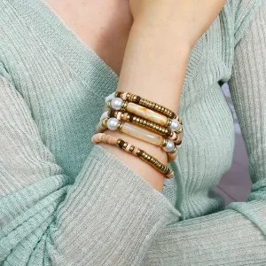 Elegance 11 designs Bamboo Tube Chunky Bangle Bracelets For Women Stack Stretch Clay Beaded Stackable Bracelet Set Jewelry Trendy Gift For Women