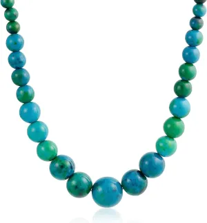 Elegant Simple Graduated Round Created Semi Precious Gemstone Bead Ball Strand Necklace Jewelry For Women 16-18 Inch Stone 12 to16MM