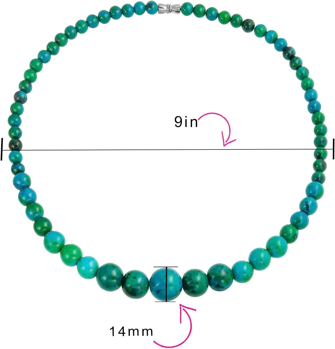 Elegant Simple Graduated Round Created Semi Precious Gemstone Bead Ball Strand Necklace Jewelry For Women 16-18 Inch Stone 12 to16MM