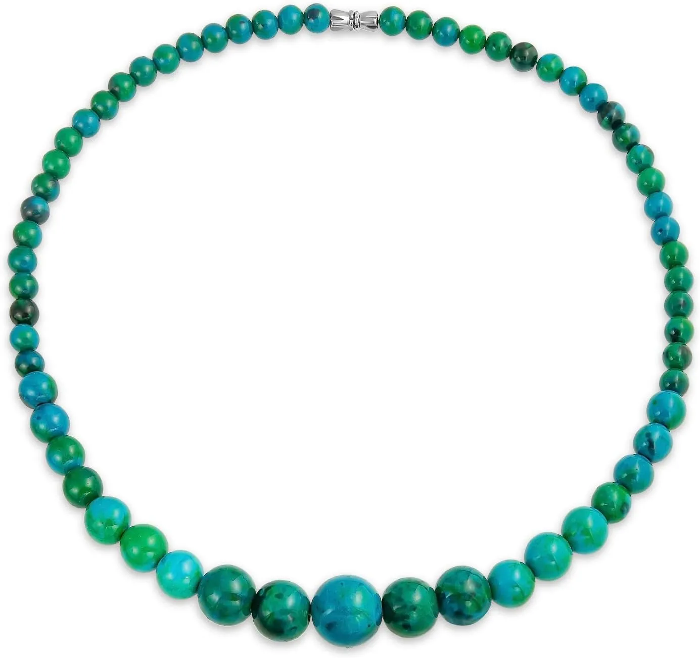 Elegant Simple Graduated Round Created Semi Precious Gemstone Bead Ball Strand Necklace Jewelry For Women 16-18 Inch Stone 12 to16MM