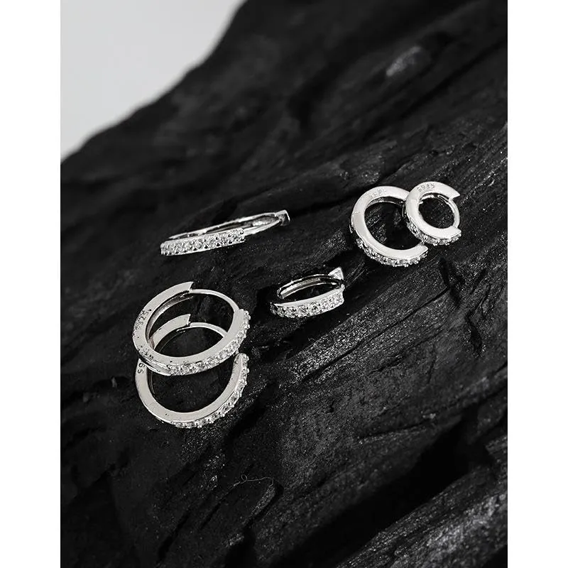 Elevate Your Style with Fashion NEW 925 Sterling Silver Minimalist Round CZ Diamond Hoop Earrings (6mm, White)