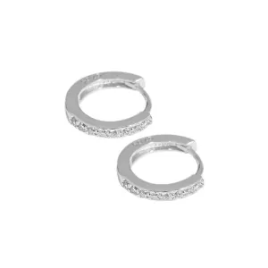 Elevate Your Style with Fashion NEW 925 Sterling Silver Minimalist Round CZ Diamond Hoop Earrings (6mm, White)