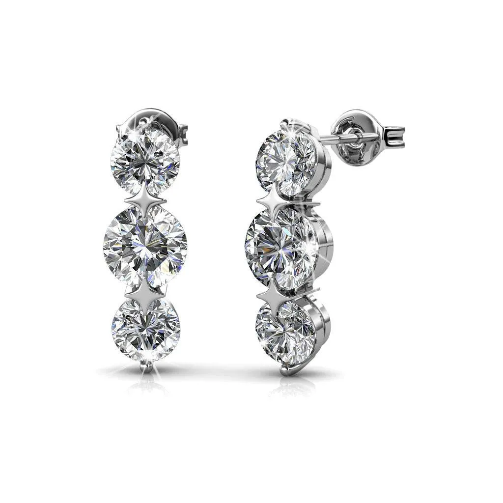 Ellie Light 18k White Gold Plated Stud Drop Earrings with Swarovski Crystals