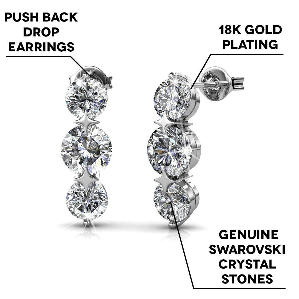 Ellie Light 18k White Gold Plated Stud Drop Earrings with Swarovski Crystals