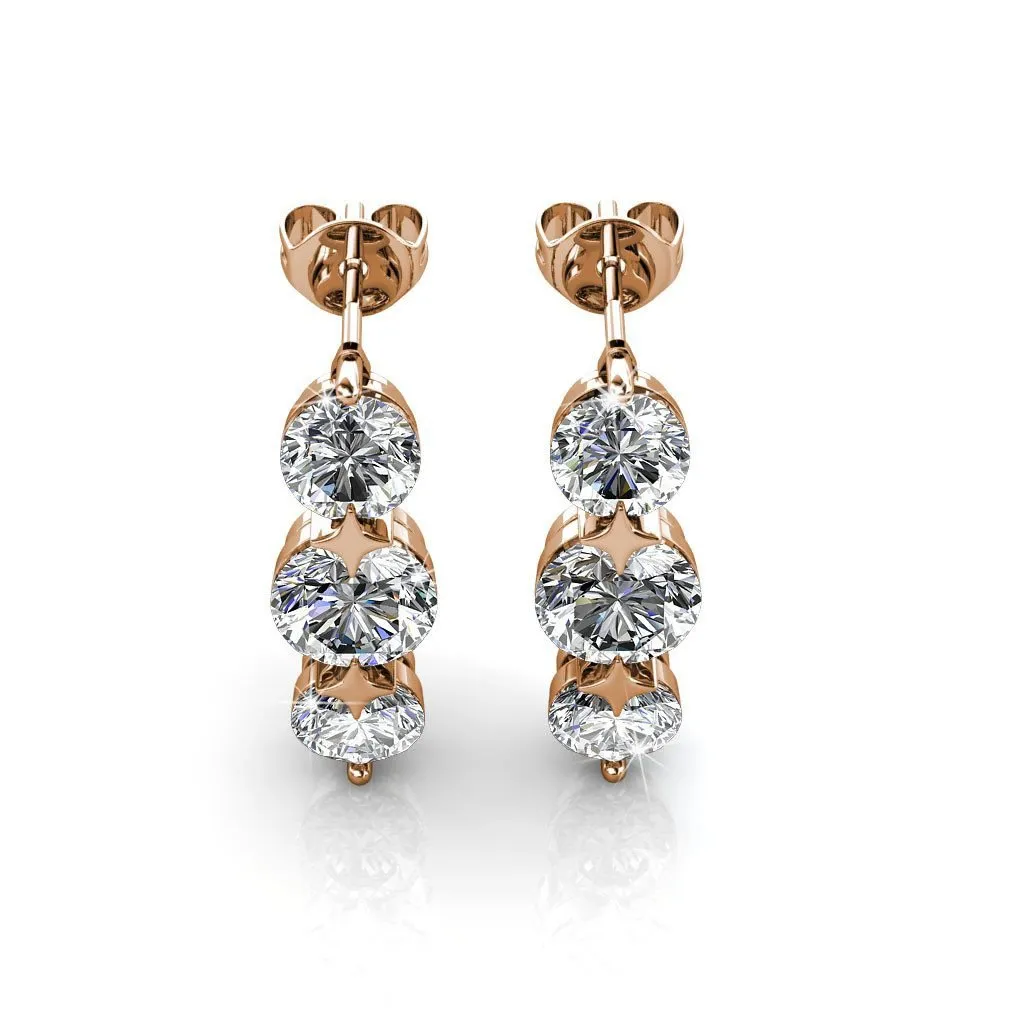 Ellie Light 18k White Gold Plated Stud Drop Earrings with Swarovski Crystals