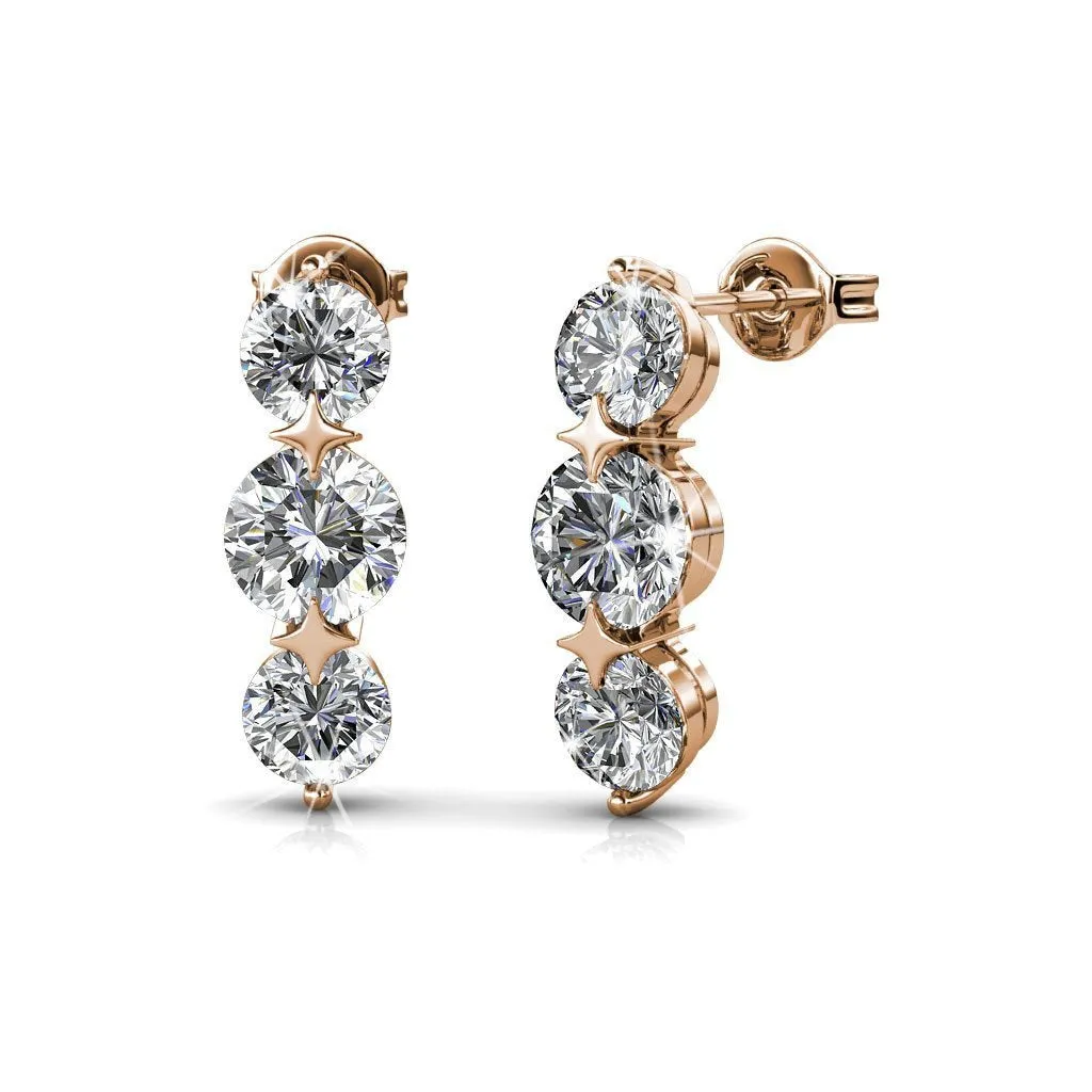Ellie Light 18k White Gold Plated Stud Drop Earrings with Swarovski Crystals