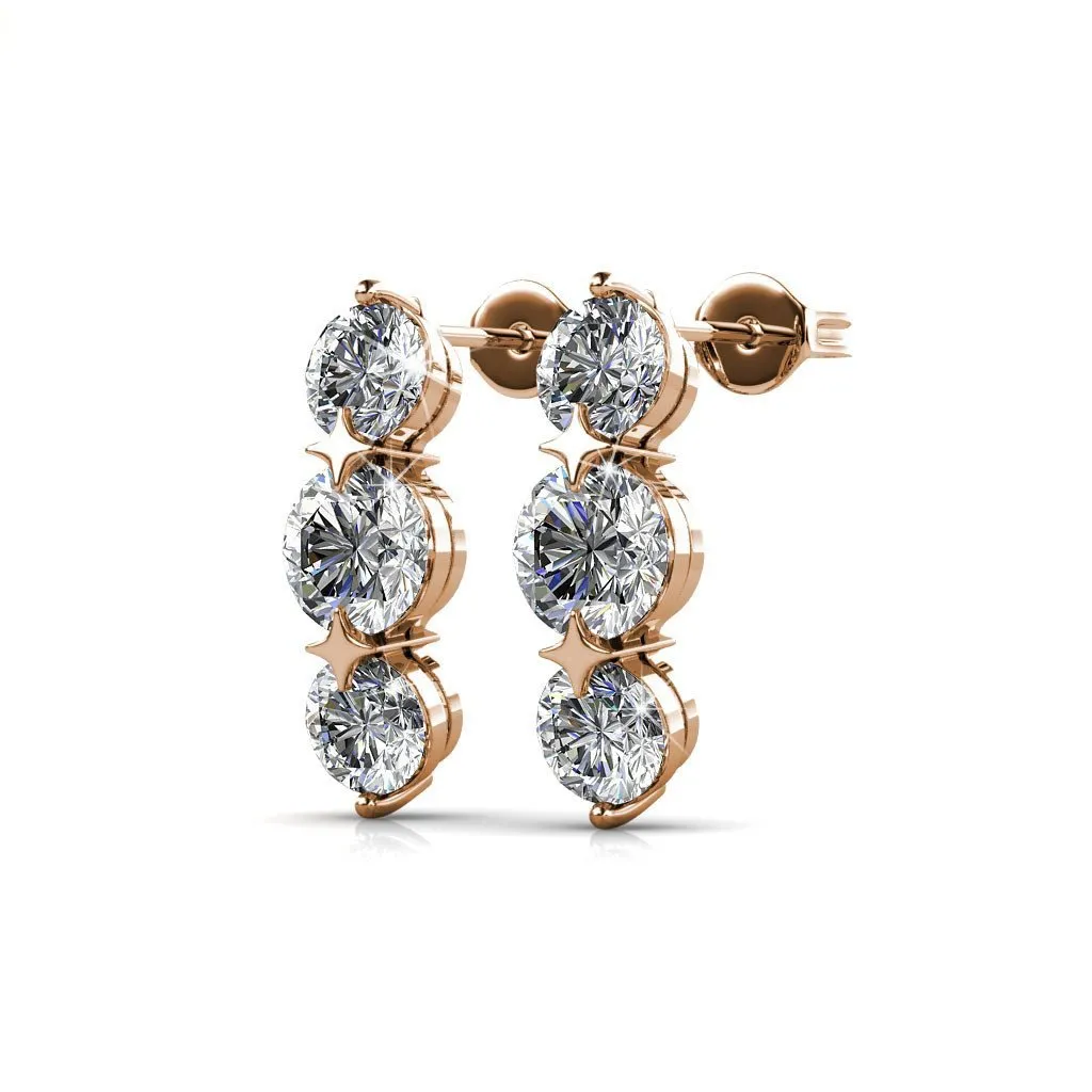 Ellie Light 18k White Gold Plated Stud Drop Earrings with Swarovski Crystals