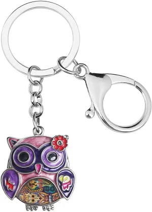 Enamel Alloy Cute Owl Keychain Accessories Bird Key Chains for Women Girls Car Keys Bag Wallet Backpack Charms