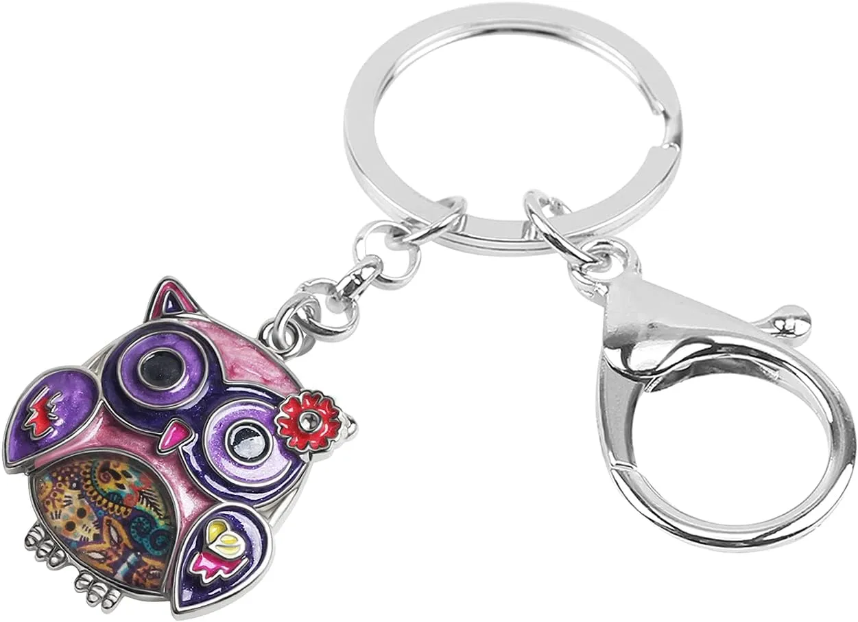 Enamel Alloy Cute Owl Keychain Accessories Bird Key Chains for Women Girls Car Keys Bag Wallet Backpack Charms