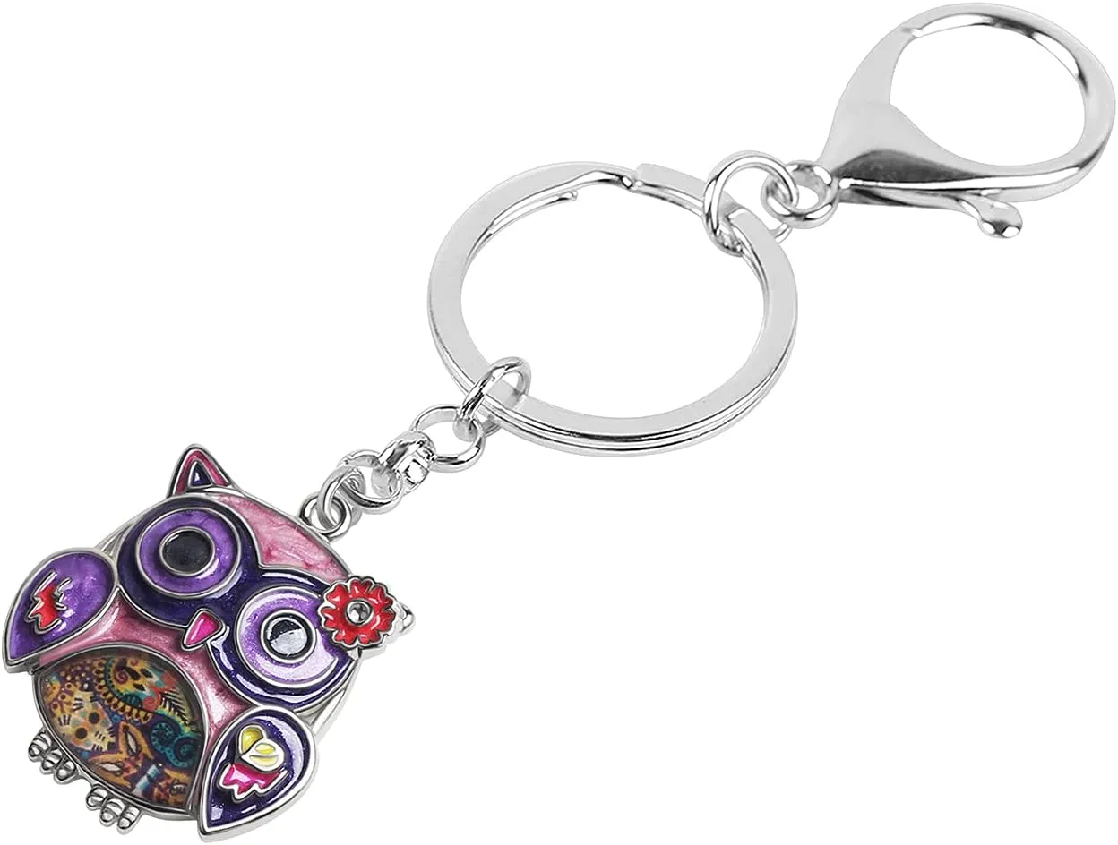 Enamel Alloy Cute Owl Keychain Accessories Bird Key Chains for Women Girls Car Keys Bag Wallet Backpack Charms