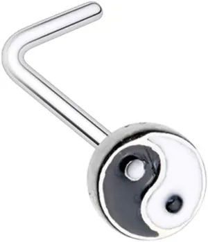 Enamel Yin Yang L-Shape Nose Ring