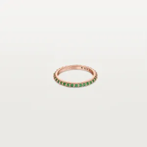 Eternity Ring Rose Gold with Green Pave