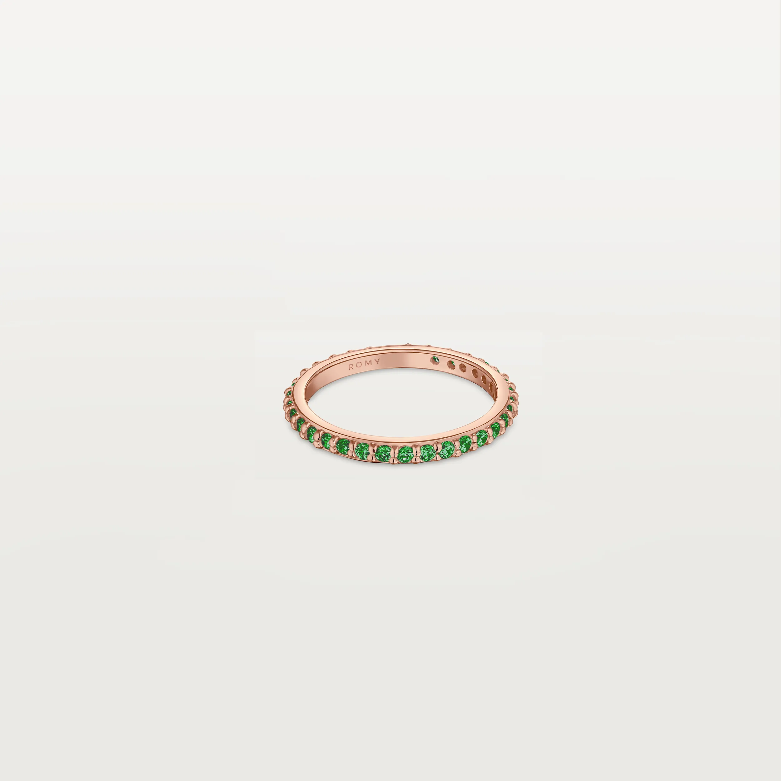 Eternity Ring Rose Gold with Green Pave