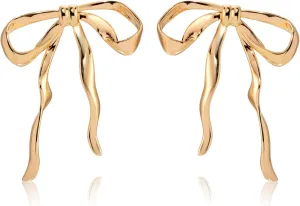 Ettika Stud Earrings For Women. Bow Organica Earrings. 18K Gold Plated Earrings. Statement Stud Earrings for Women. Trendy Jewelry