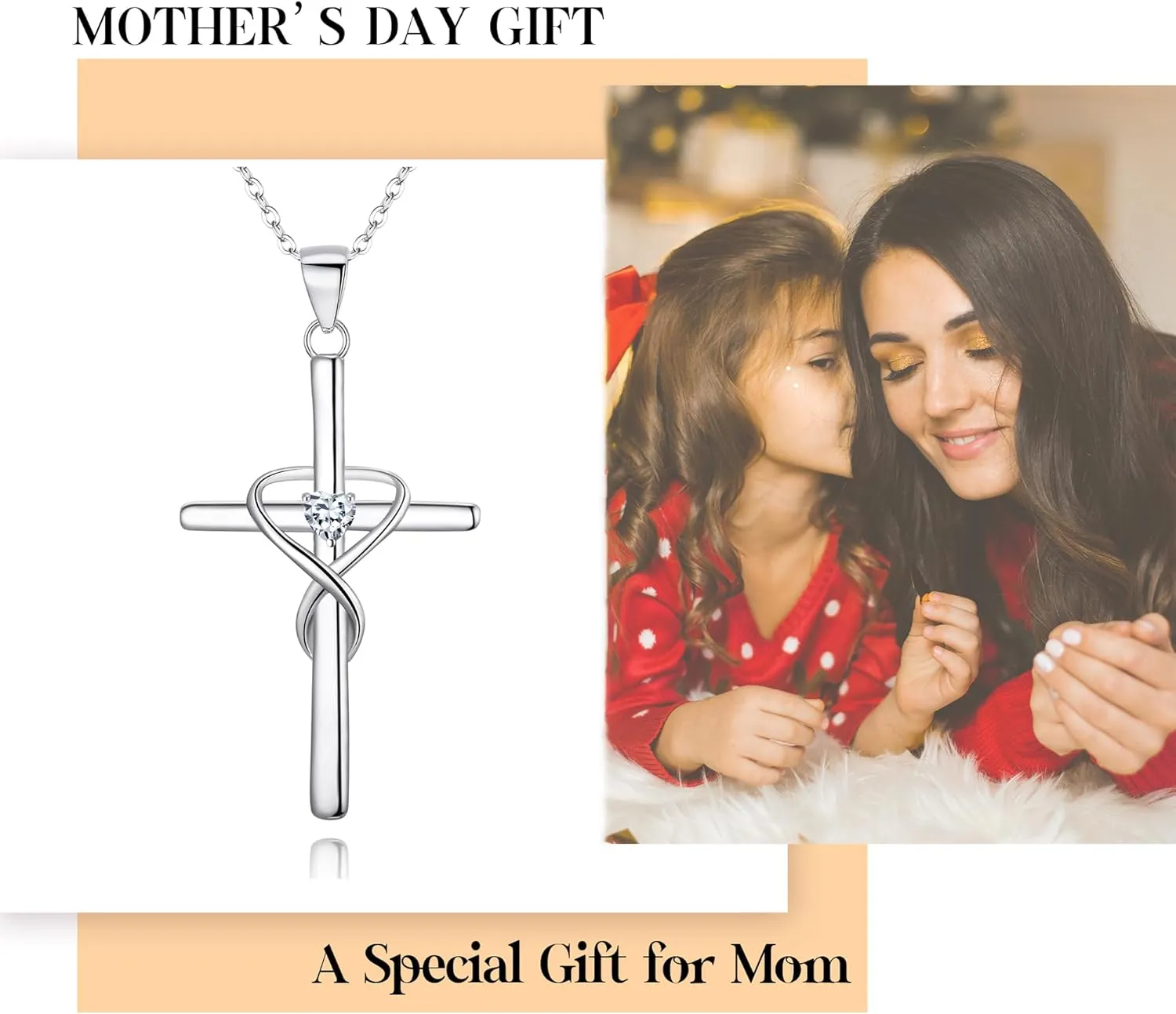 EVER FAITH 925 Sterling Silver Birthstone Cross Necklace for Women, Heart Cubic Zirconia Infinity Pendant Necklaces Birthday/Mothers Day/Valentines/Christmas Jewelry Gift for Her