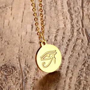 Eye of Horus Pendant Necklace - 24" Link Chain Stainless Steel