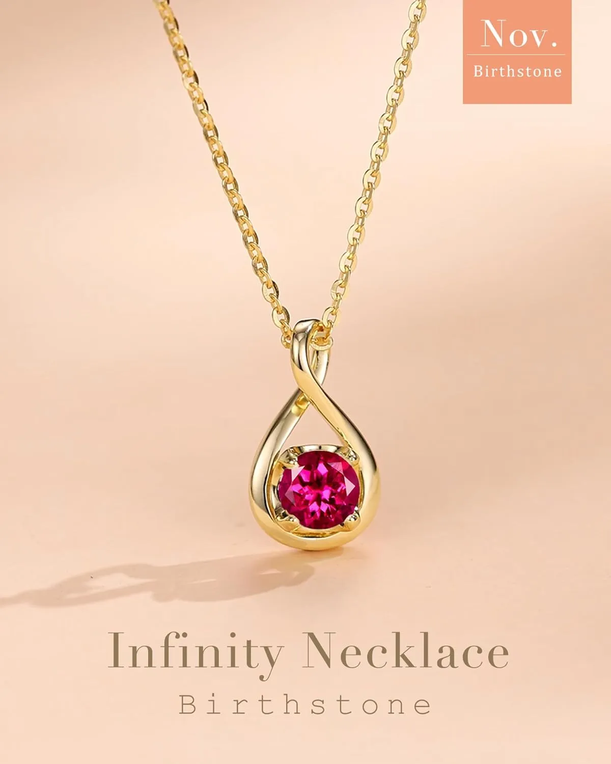 FANCIME Birthstone Necklaces for Women Fine Jewelry Sterling Silver Dainty Infinity Pendant Anniversary Birthday Christmas Gifts for Her Wife Mom Lady Daughter, Chain 16" 2" Extend