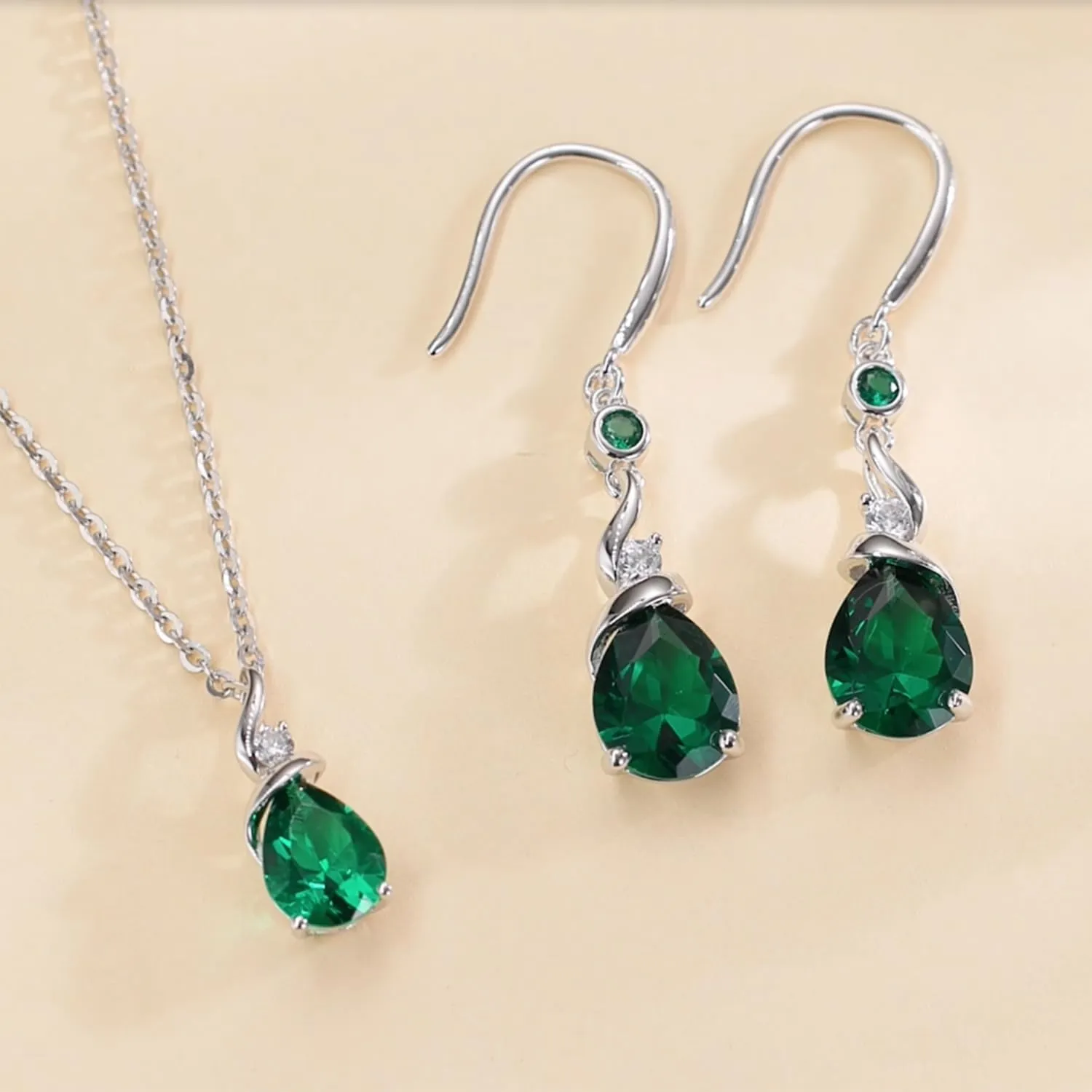 FANCIME Women Drop Earrings 925 Sterling Silver with Pear Gemstone Dangle Birthstone Earring Fine Jewelry Birthday Gifts for Women