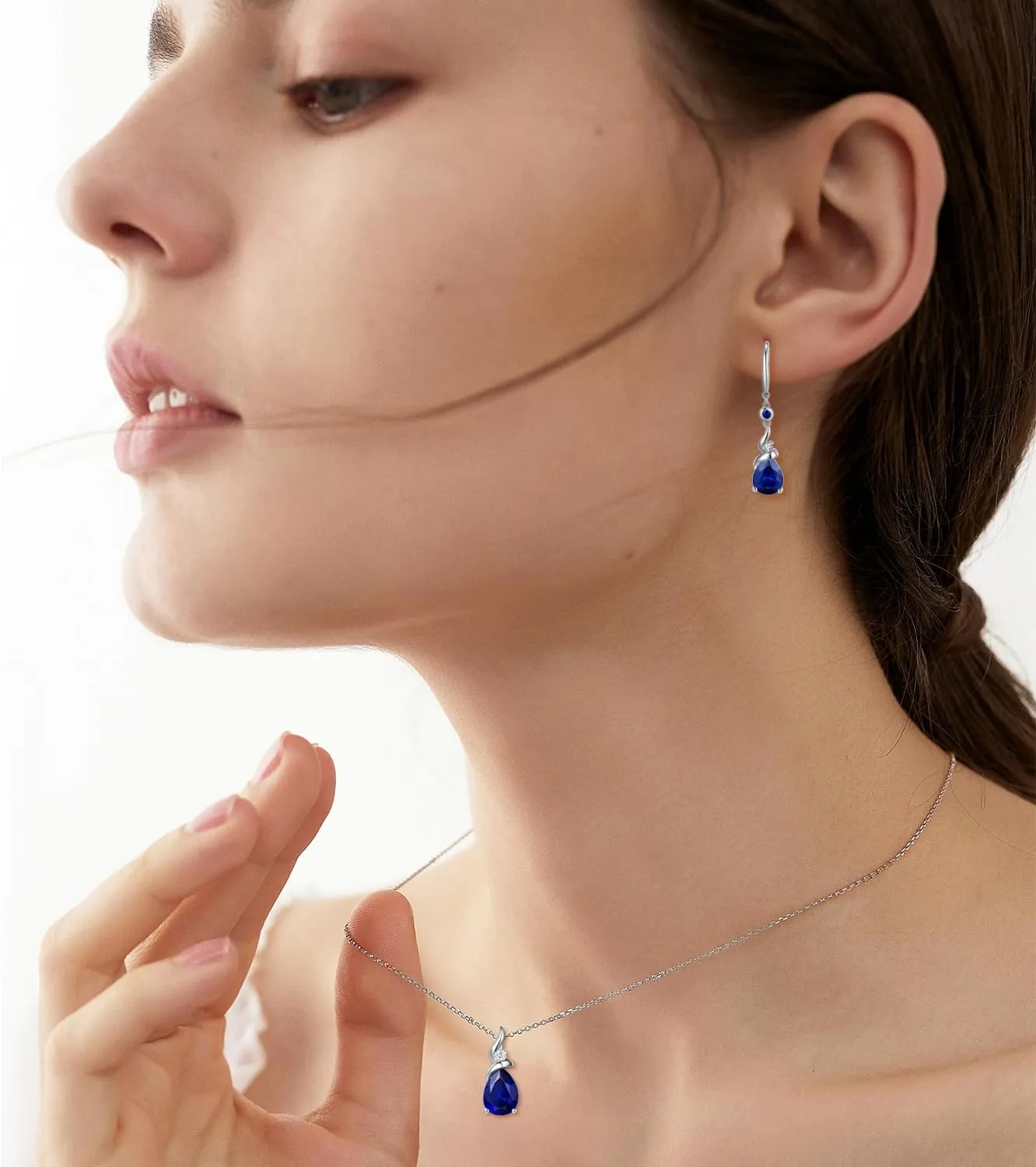 FANCIME Women Drop Earrings 925 Sterling Silver with Pear Gemstone Dangle Birthstone Earring Fine Jewelry Birthday Gifts for Women