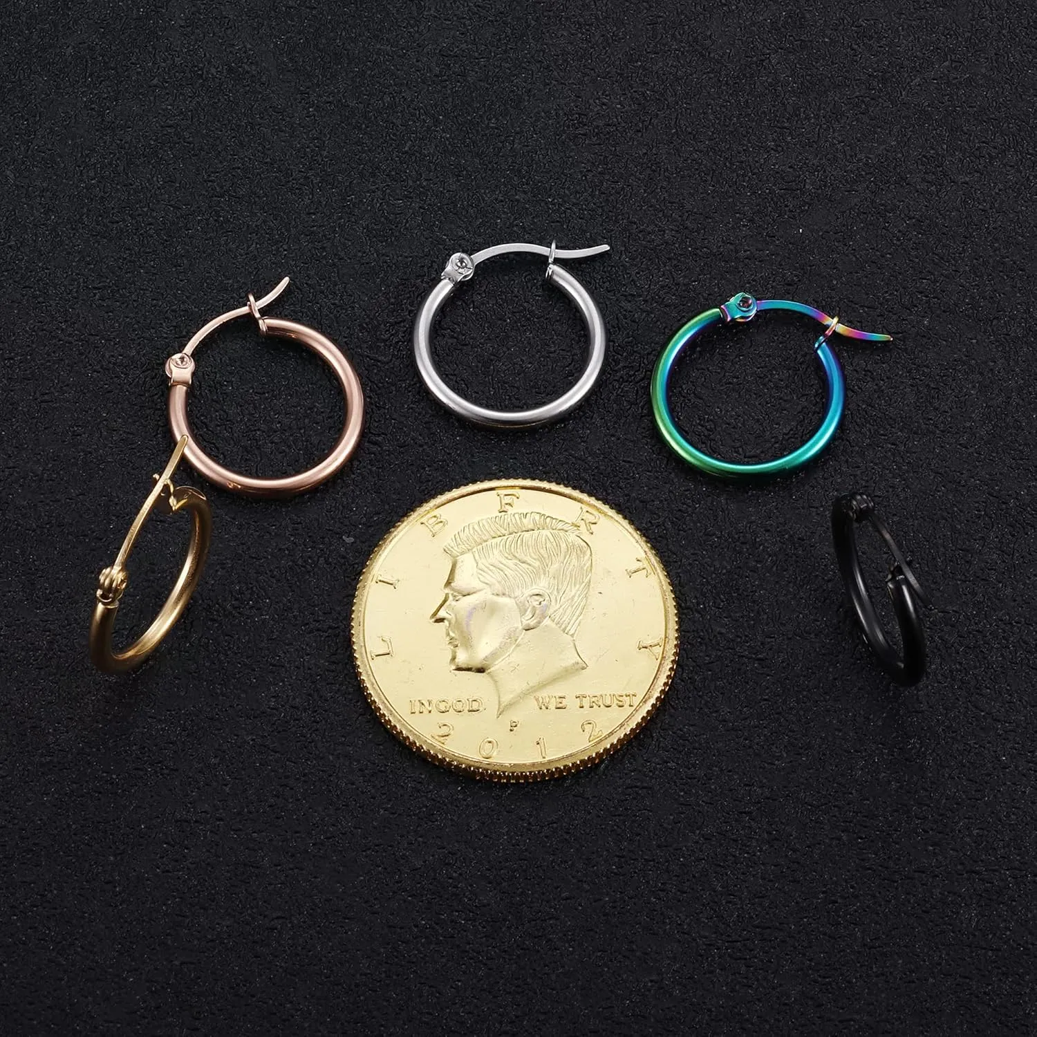 FASACCO Colorful Hoop Earrings Surgical Steel Hoop Earrings for Women Loop Earrings 10mm/15mm/20mm/25mm