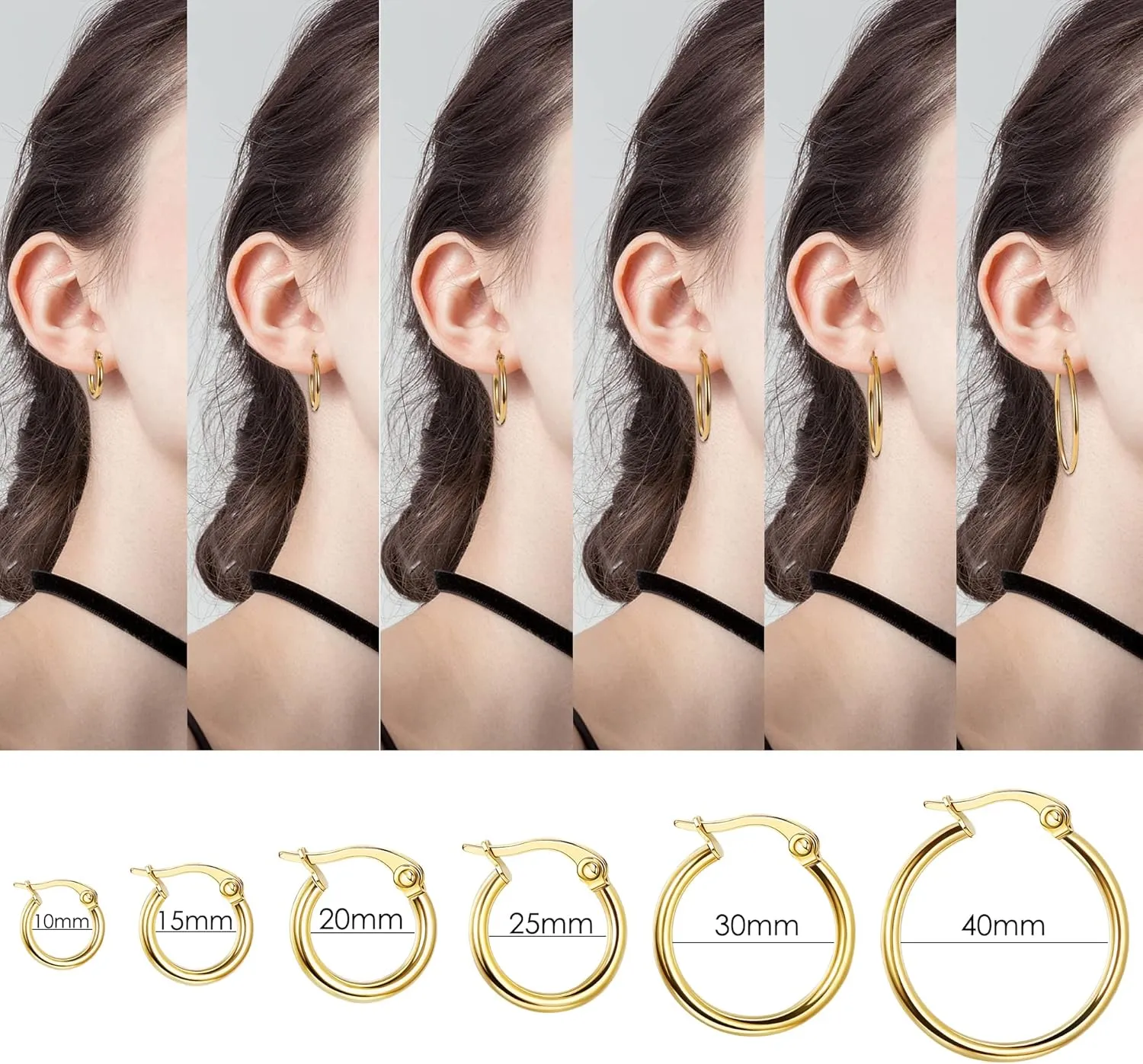 FASACCO Colorful Hoop Earrings Surgical Steel Hoop Earrings for Women Loop Earrings 10mm/15mm/20mm/25mm