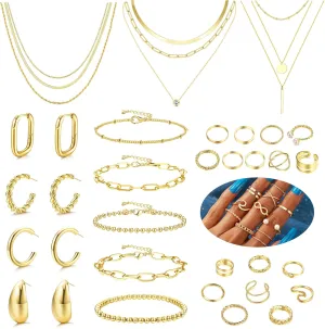 FASACCO Gold Jewelry Set - Trendy Women's Accessories: Gold Necklace and Bracelet Set