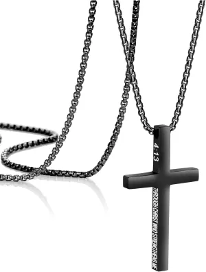 Father's Day Gifts Cross Necklaces for Men Christian Cross Necklace for Boys Cross Necklace Gold Silver Black Cross Necklace for Mens Jewelry Religious Birthday Christmas Gifts for Men Chains