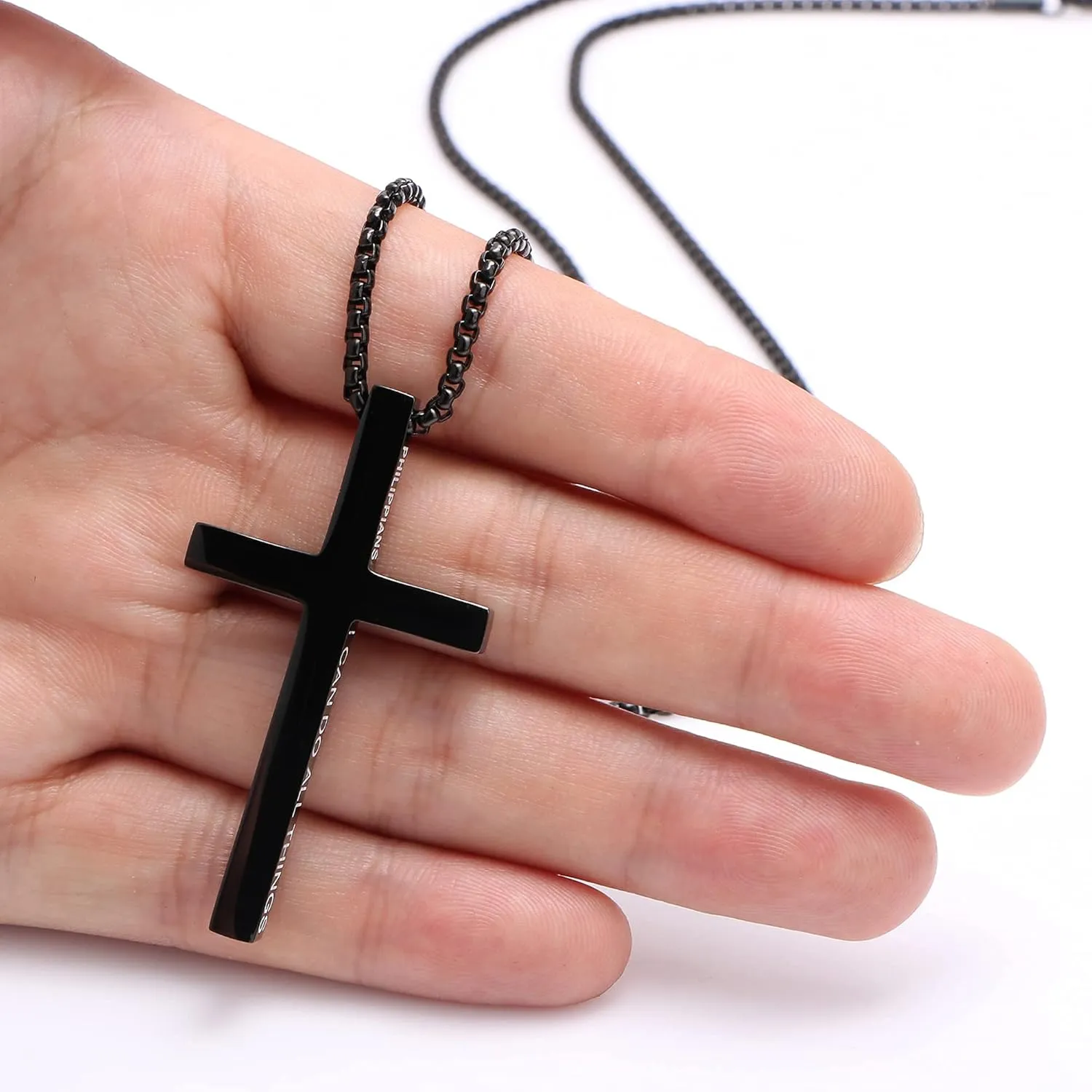 Father's Day Gifts Cross Necklaces for Men Christian Cross Necklace for Boys Cross Necklace Gold Silver Black Cross Necklace for Mens Jewelry Religious Birthday Christmas Gifts for Men Chains