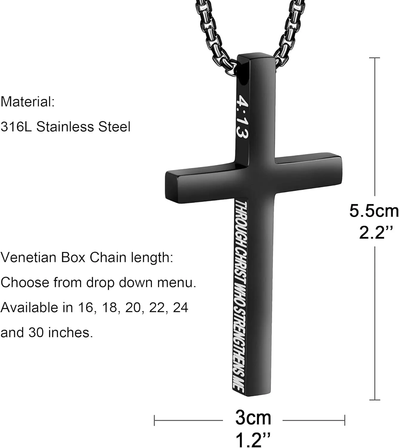Father's Day Gifts Cross Necklaces for Men Christian Cross Necklace for Boys Cross Necklace Gold Silver Black Cross Necklace for Mens Jewelry Religious Birthday Christmas Gifts for Men Chains