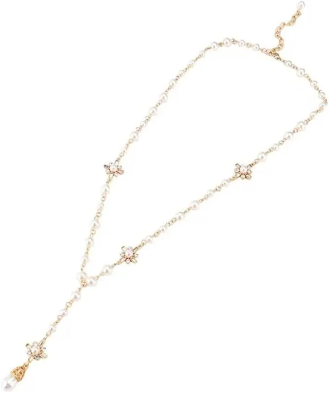 Faux Pearl Layered Necklace, Women Pearl Necklace, Vintage Trendy Metal Chain, Imitation Pearl Necklace Women Gift, Sweater Necklace for Party, Vintage Costume Jewelry