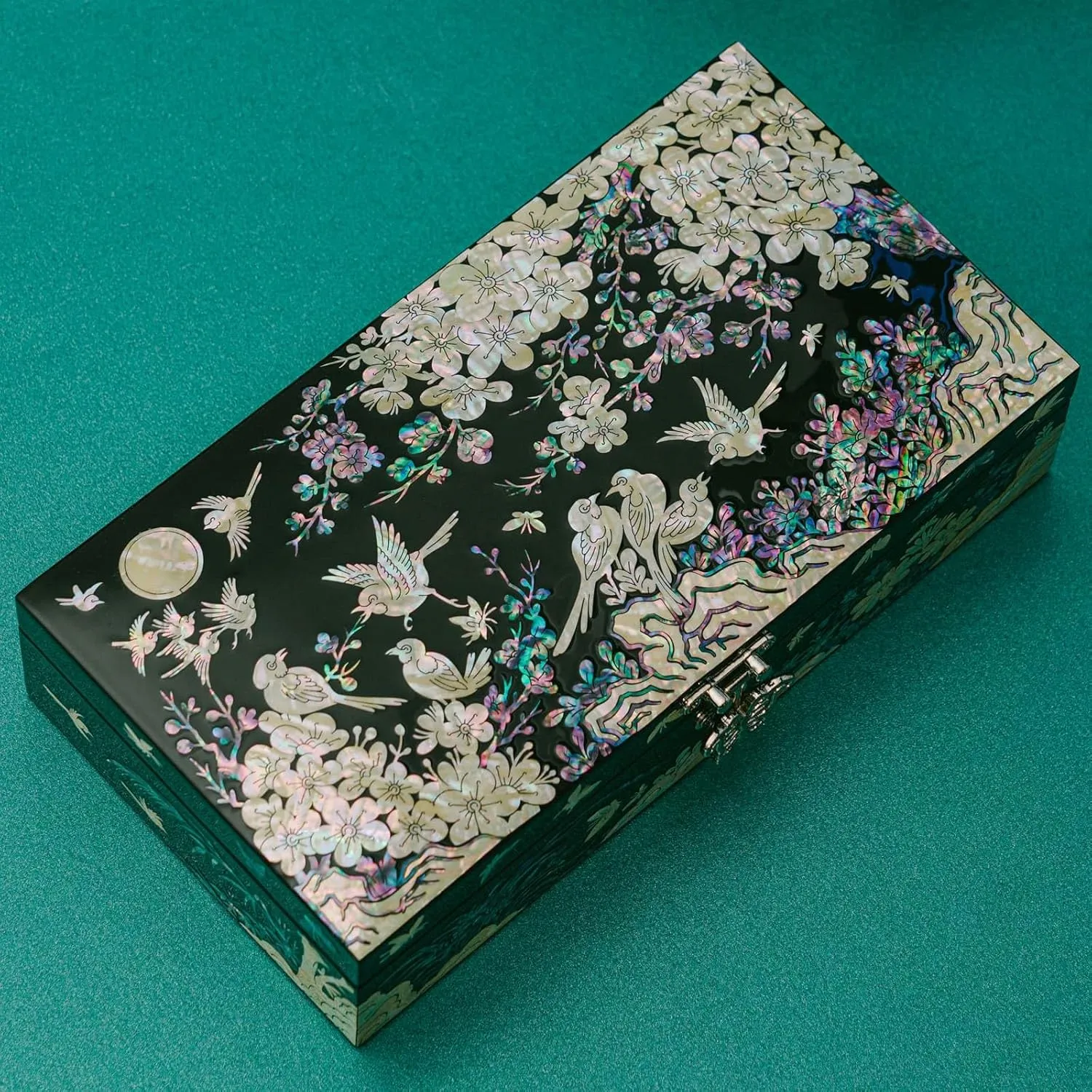 February Mountain Mother of Pearl Jewelry Box with Removable Ring Tray - Gifts for Women Birthday Wedding Christmas
