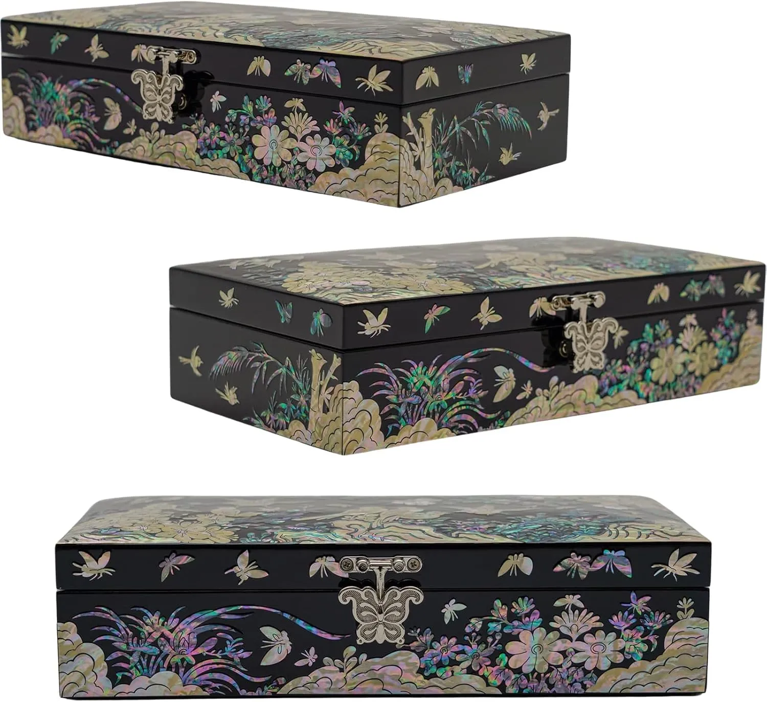 February Mountain Mother of Pearl Jewelry Box with Removable Ring Tray - Gifts for Women Birthday Wedding Christmas