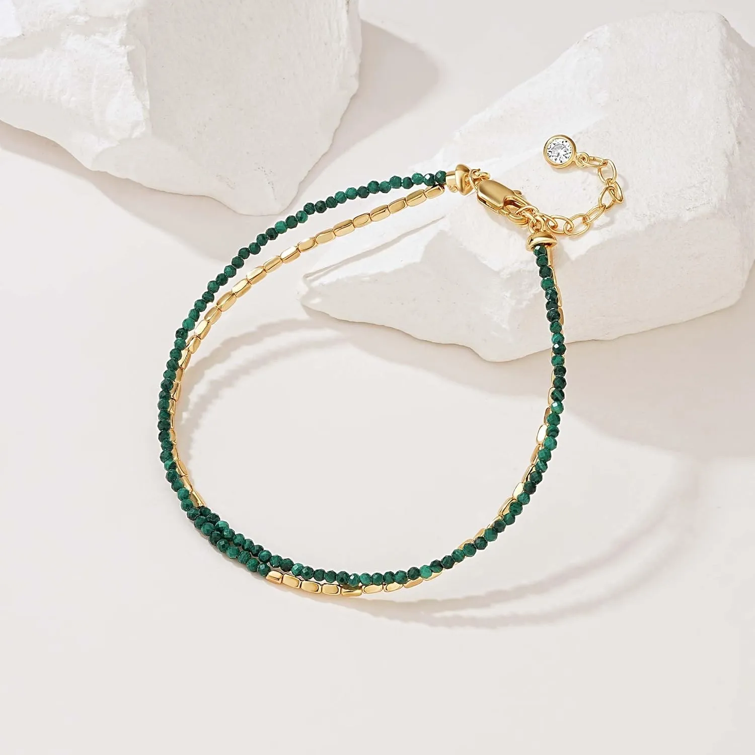 Fettero Charm Bracelet for Women Trendy - Dainty Gold Bracelet Stack Cute Beads Bracelet 14K Gold Plated Layered Boho Bracelets Jewelry